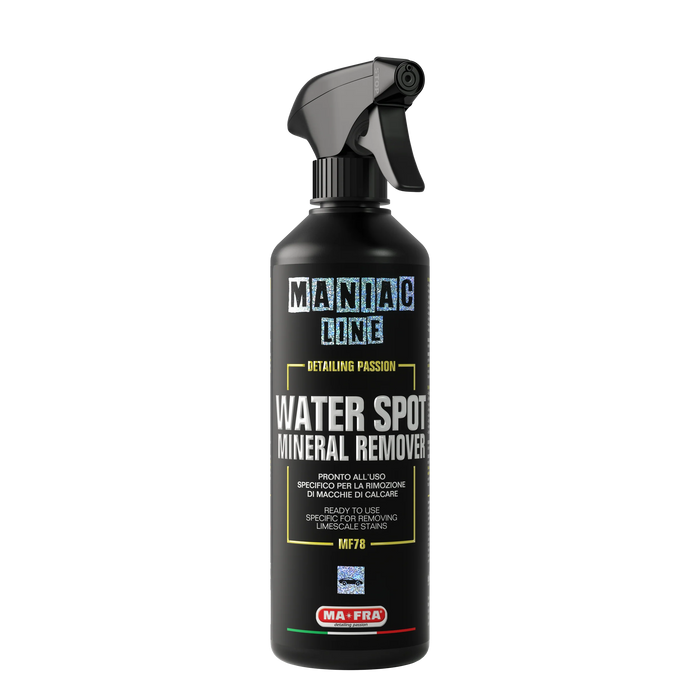 Waterspot Remover · Dissolvant taches d'eau · Maniac Line