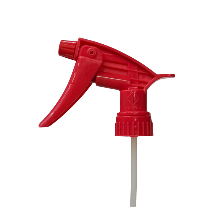 Red Chemical Resistant Trigger Sprayer, Low pH Acid + Solvent - Viton seal - 28/400