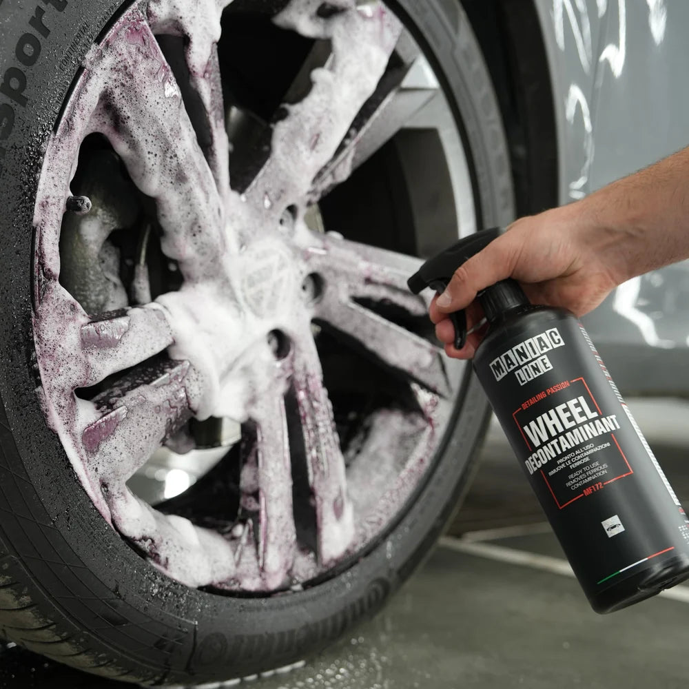Wheel decontaminant · Élimine la contamination ferreuse · Maniac Line