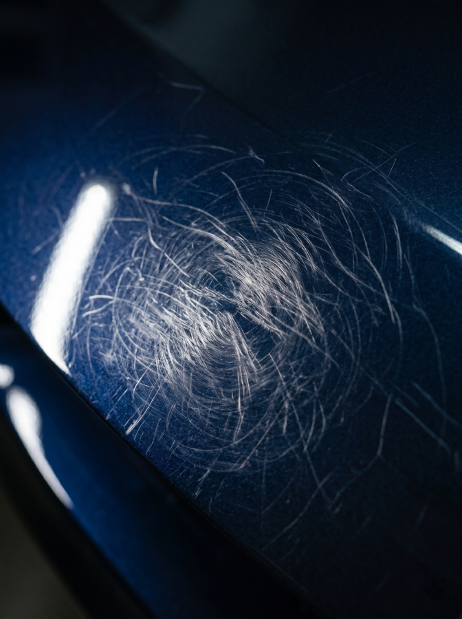Swirl marks sur peinture automobile